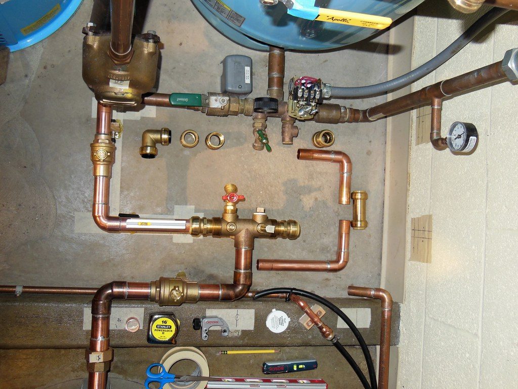 Copper manifold and shut off valves